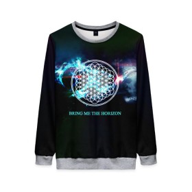 Женский свитшот 3D с принтом Bring Me the Horizon космос в Курске, 100% полиэстер с мягким внутренним слоем | круглый вырез горловины, мягкая резинка на манжетах и поясе, свободная посадка по фигуре | bmth | bring me the horizon | альтернативный метал | альтернативный рок | группа | достань для меня горизонт | дэткор | метал | рок | электроник рок