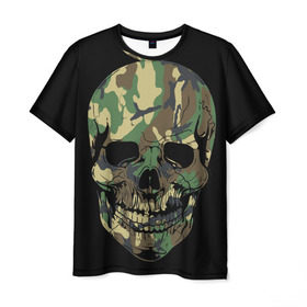Мужская футболка 3D с принтом Череп Армия в Курске, 100% полиэфир | прямой крой, круглый вырез горловины, длина до линии бедер | army | biker | ffm | skeleton | skull | армия | байкер | камуфляж | каска | скелет | череп | шлем