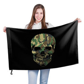 Флаг 3D с принтом Череп Армия в Курске, 100% полиэстер | плотность ткани — 95 г/м2, размер — 67 х 109 см. Принт наносится с одной стороны | army | biker | ffm | skeleton | skull | армия | байкер | камуфляж | каска | скелет | череп | шлем