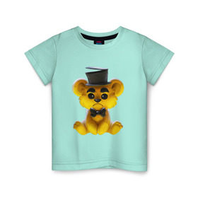 Детская футболка хлопок с принтом Golden Freddy в Курске, 100% хлопок | круглый вырез горловины, полуприлегающий силуэт, длина до линии бедер | five nights at freddys | golden freddy | золотой фредди | медведь | мишка