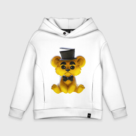 Детское худи Oversize хлопок с принтом Golden Freddy в Курске, френч-терри — 70% хлопок, 30% полиэстер. Мягкий теплый начес внутри —100% хлопок | боковые карманы, эластичные манжеты и нижняя кромка, капюшон на магнитной кнопке | five nights at freddys | golden freddy | золотой фредди | медведь | мишка