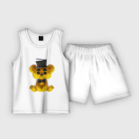 Детская пижама с шортами хлопок с принтом Golden Freddy в Курске,  |  | five nights at freddys | golden freddy | золотой фредди | медведь | мишка
