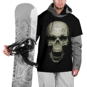Накидка на куртку 3D с принтом Череп вампира в Курске, 100% полиэстер |  | вампир | кости | кровь | скелет | ужас | хэллоуин | череп