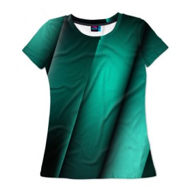 Женская футболка 3D с принтом Emerald lines в Курске, 100% полиэфир ( синтетическое хлопкоподобное полотно) | прямой крой, круглый вырез горловины, длина до линии бедер | абстракция | геометрия | зеленый