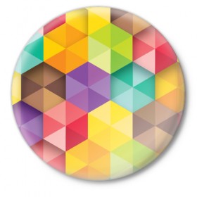 Значок с принтом Цветные зонтики в Курске,  металл | круглая форма, металлическая застежка в виде булавки | Тематика изображения на принте: 