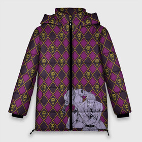 Женская зимняя куртка 3D с принтом Killer Queen x Kira Yoshikage в Курске, верх — 100% полиэстер; подкладка — 100% полиэстер; утеплитель — 100% полиэстер | длина ниже бедра, силуэт Оверсайз. Есть воротник-стойка, отстегивающийся капюшон и ветрозащитная планка. 

Боковые карманы с листочкой на кнопках и внутренний карман на молнии | jojo | killer queen | kira yoshikage