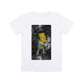 Детская футболка хлопок с принтом Барт в Курске, 100% хлопок | круглый вырез горловины, полуприлегающий силуэт, длина до линии бедер | 