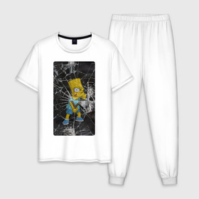 Мужская пижама хлопок с принтом Барт в Курске, 100% хлопок | брюки и футболка прямого кроя, без карманов, на брюках мягкая резинка на поясе и по низу штанин
 | 