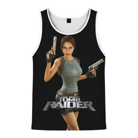Мужская майка 3D с принтом TOMB RAIDER в Курске, 100% полиэстер | круглая горловина, приталенный силуэт, длина до линии бедра. Пройма и горловина окантованы тонкой бейкой | game | girl | gun | lara croft | tomb raider | девушка | игра | оружие | пистолет