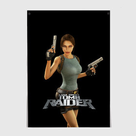 Постер с принтом TOMB RAIDER в Курске, 100% бумага
 | бумага, плотность 150 мг. Матовая, но за счет высокого коэффициента гладкости имеет небольшой блеск и дает на свету блики, но в отличии от глянцевой бумаги не покрыта лаком | Тематика изображения на принте: game | girl | gun | lara croft | tomb raider | девушка | игра | оружие | пистолет