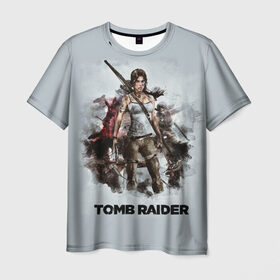 Мужская футболка 3D с принтом TOMB RAIDER в Курске, 100% полиэфир | прямой крой, круглый вырез горловины, длина до линии бедер | game | girl | gun | lara croft | tomb raider | девушка | игра | оружие | пистолет