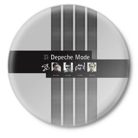 Значок с принтом Группа Depeche Mode в Курске,  металл | круглая форма, металлическая застежка в виде булавки | depeche mode | альтернативный | вестник моды | депеш мод | дэйв гаан | индастриал | лента | мартин гор | музыка | надпись | новая волна | рок | синти поп | электроник | энди флетчер
