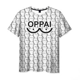 Мужская футболка 3D с принтом OPPAI в Курске, 100% полиэфир | прямой крой, круглый вырез горловины, длина до линии бедер | Тематика изображения на принте: anime | onepunchman | oppai | saitama | аниме | ванпанчмен | сайтама