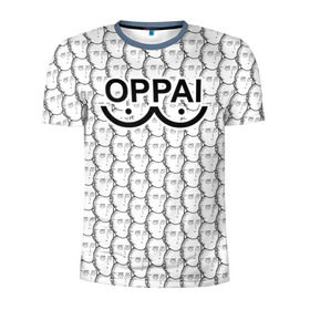 Мужская футболка 3D спортивная с принтом OPPAI в Курске, 100% полиэстер с улучшенными характеристиками | приталенный силуэт, круглая горловина, широкие плечи, сужается к линии бедра | Тематика изображения на принте: anime | onepunchman | oppai | saitama | аниме | ванпанчмен | сайтама