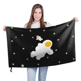 Флаг 3D с принтом Космические яйца в Курске, 100% полиэстер | плотность ткани — 95 г/м2, размер — 67 х 109 см. Принт наносится с одной стороны | галактика | звезды | ночь | яичница