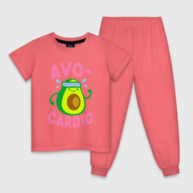 Детская пижама хлопок с принтом Avo-Cardio в Курске, 100% хлопок |  брюки и футболка прямого кроя, без карманов, на брюках мягкая резинка на поясе и по низу штанин
 | Тематика изображения на принте: авокадо | еда | кардио | спорт