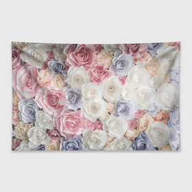 Флаг-баннер с принтом Букет из роз в Курске, 100% полиэстер | размер 67 х 109 см, плотность ткани — 95 г/м2; по краям флага есть четыре люверса для крепления | розы | цветы