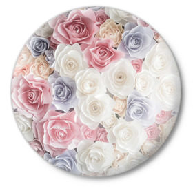 Значок с принтом Букет из роз в Курске,  металл | круглая форма, металлическая застежка в виде булавки | розы | цветы