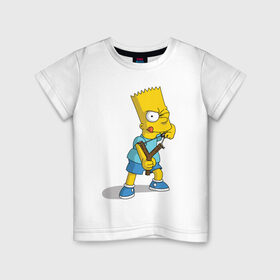 Детская футболка хлопок с принтом Bart Simpson в Курске, 100% хлопок | круглый вырез горловины, полуприлегающий силуэт, длина до линии бедер | барт | разбойник | рогатка. | симпсоны