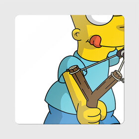 Магнит виниловый Квадрат с принтом Bart Simpson в Курске, полимерный материал с магнитным слоем | размер 9*9 см, закругленные углы | Тематика изображения на принте: барт | разбойник | рогатка. | симпсоны