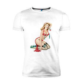 Мужская футболка премиум с принтом Рисованная девушка. в Курске, 92% хлопок, 8% лайкра | приталенный силуэт, круглый вырез ворота, длина до линии бедра, короткий рукав | 