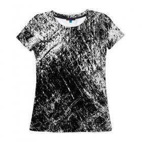 Женская футболка 3D с принтом Просто штрихи в Курске, 100% полиэфир ( синтетическое хлопкоподобное полотно) | прямой крой, круглый вырез горловины, длина до линии бедер | абстракция | абстракция красок | брызги красок | краска | потертость красок | текстура | царапины | черно белый | штрихи