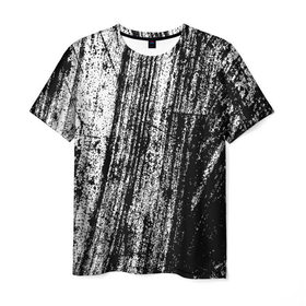 Мужская футболка 3D с принтом Необычная штриховка в Курске, 100% полиэфир | прямой крой, круглый вырез горловины, длина до линии бедер | абстракция | абстракция красок | брызги красок | краска | потертость красок | текстура | царапины | черно белый | штрихи