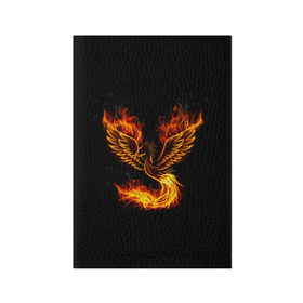 Обложка для паспорта матовая кожа с принтом Феникс в Курске, натуральная матовая кожа | размер 19,3 х 13,7 см; прозрачные пластиковые крепления | fire | flame | in fire | smoke | в огне | дым | огненный | огонь