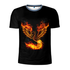 Мужская футболка 3D спортивная с принтом Феникс в Курске, 100% полиэстер с улучшенными характеристиками | приталенный силуэт, круглая горловина, широкие плечи, сужается к линии бедра | fire | flame | in fire | smoke | в огне | дым | огненный | огонь