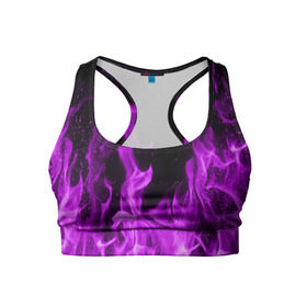 Женский спортивный топ 3D с принтом Фиолетовый огонь в Курске, 82% полиэстер, 18% спандекс Ткань безопасна для здоровья, позволяет коже дышать, не мнется и не растягивается |  | лиловый | пламя | яркий