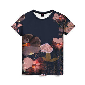 Женская футболка 3D с принтом Blossom fashion в Курске, 100% полиэфир ( синтетическое хлопкоподобное полотно) | прямой крой, круглый вырез горловины, длина до линии бедер | blossom | flower | бабочки | весна | лето | природа | расцвет | цвет | цветение | цветковое растение | цветок