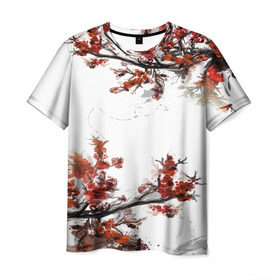 Мужская футболка 3D с принтом САКУРА в Курске, 100% полиэфир | прямой крой, круглый вырез горловины, длина до линии бедер | blossom | flower | бабочки | весна | лето | природа | расцвет | цвет | цветение | цветковое растение | цветок