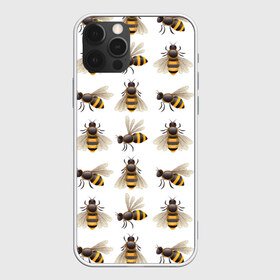 Чехол для iPhone 12 Pro Max с принтом Пчелы в Курске, Силикон |  | белый | желтый | крылья | мед | черный