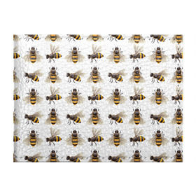 Обложка для студенческого билета с принтом Пчелы в Курске, натуральная кожа | Размер: 11*8 см; Печать на всей внешней стороне | белый | желтый | крылья | мед | черный