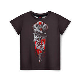 Детская футболка 3D с принтом Череп Foo Fighters в Курске, 100% гипоаллергенный полиэфир | прямой крой, круглый вырез горловины, длина до линии бедер, чуть спущенное плечо, ткань немного тянется | 