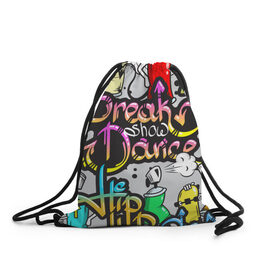 Рюкзак-мешок 3D с принтом Graffiti в Курске, 100% полиэстер | плотность ткани — 200 г/м2, размер — 35 х 45 см; лямки — толстые шнурки, застежка на шнуровке, без карманов и подкладки | break | dance | graffiti | hip hop | rap | граффити | рэп | скейтборд | хип хоп