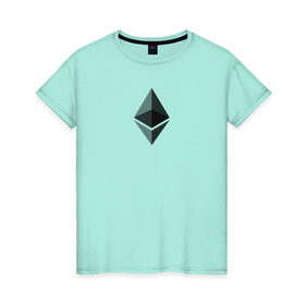 Женская футболка хлопок с принтом эфир в Курске, 100% хлопок | прямой крой, круглый вырез горловины, длина до линии бедер, слегка спущенное плечо | bitcon | dogecoin | ethereum | биткоин | догикоин | криптовалюта | майнер | майнинг | эфир | эфириум