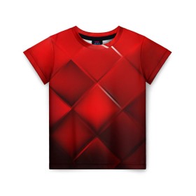 Детская футболка 3D с принтом Red squares в Курске, 100% гипоаллергенный полиэфир | прямой крой, круглый вырез горловины, длина до линии бедер, чуть спущенное плечо, ткань немного тянется | абстракция | геометрия | квадрат | текстура