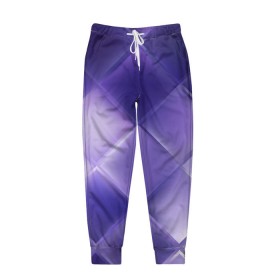 Мужские брюки 3D с принтом Фиолетовые грани в Курске, 100% полиэстер | манжеты по низу, эластичный пояс регулируется шнурком, по бокам два кармана без застежек, внутренняя часть кармана из мелкой сетки | абстракция | геометрия | квадрат | текстура | фиолетовый