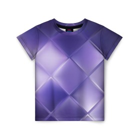 Детская футболка 3D с принтом Фиолетовые грани в Курске, 100% гипоаллергенный полиэфир | прямой крой, круглый вырез горловины, длина до линии бедер, чуть спущенное плечо, ткань немного тянется | абстракция | геометрия | квадрат | текстура | фиолетовый