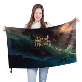 Флаг 3D с принтом Sea of thieves в Курске, 100% полиэстер | плотность ткани — 95 г/м2, размер — 67 х 109 см. Принт наносится с одной стороны | sea of thieves