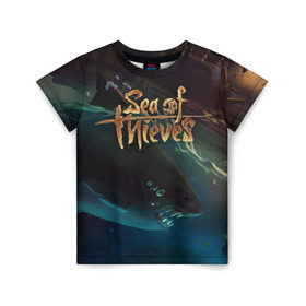 Детская футболка 3D с принтом Sea of thieves в Курске, 100% гипоаллергенный полиэфир | прямой крой, круглый вырез горловины, длина до линии бедер, чуть спущенное плечо, ткань немного тянется | Тематика изображения на принте: sea of thieves