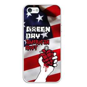 Чехол для iPhone 5/5S матовый с принтом Green Day American Idiot в Курске, Силикон | Область печати: задняя сторона чехла, без боковых панелей | american idiot | green day | альтернативный | билли джо армстронг | грин дей | группа | зелёный день | майк дёрнт | музыка | панк | поп | поппанк | рок | сша | тре кул | флаг