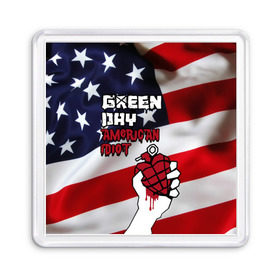 Магнит 55*55 с принтом Green Day American Idiot в Курске, Пластик | Размер: 65*65 мм; Размер печати: 55*55 мм | american idiot | green day | альтернативный | билли джо армстронг | грин дей | группа | зелёный день | майк дёрнт | музыка | панк | поп | поппанк | рок | сша | тре кул | флаг