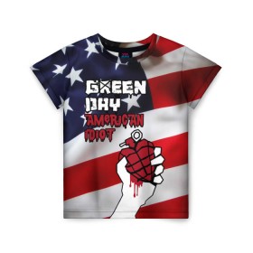 Детская футболка 3D с принтом Green Day American Idiot в Курске, 100% гипоаллергенный полиэфир | прямой крой, круглый вырез горловины, длина до линии бедер, чуть спущенное плечо, ткань немного тянется | american idiot | green day | альтернативный | билли джо армстронг | грин дей | группа | зелёный день | майк дёрнт | музыка | панк | поп | поппанк | рок | сша | тре кул | флаг