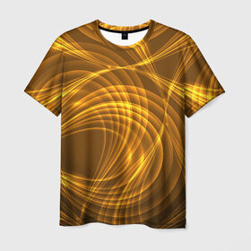 Мужская футболка 3D с принтом Золотые вихри в Курске, 100% полиэфир | прямой крой, круглый вырез горловины, длина до линии бедер | gold | абстракция | вихрь | золото | золотой | текстура | узор
