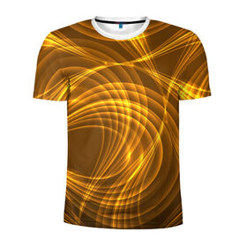 Мужская футболка 3D спортивная с принтом Золотые вихри в Курске, 100% полиэстер с улучшенными характеристиками | приталенный силуэт, круглая горловина, широкие плечи, сужается к линии бедра | gold | абстракция | вихрь | золото | золотой | текстура | узор