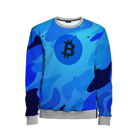 Детский свитшот 3D с принтом Blue Sea Camo Bitcoin в Курске, 100% полиэстер | свободная посадка, прямой крой, мягкая тканевая резинка на рукавах и понизу свитшота | blue | camo | camouflage | coin | crypto | currency | ethereum | litecoin | mining | token | биткоин | биток | камо | камуфляж | крипта | крипто | криптовалюта | лайткоин | майнинг | ферма | эфир