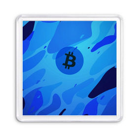 Магнит 55*55 с принтом Blue Sea Camo Bitcoin в Курске, Пластик | Размер: 65*65 мм; Размер печати: 55*55 мм | Тематика изображения на принте: blue | camo | camouflage | coin | crypto | currency | ethereum | litecoin | mining | token | биткоин | биток | камо | камуфляж | крипта | крипто | криптовалюта | лайткоин | майнинг | ферма | эфир