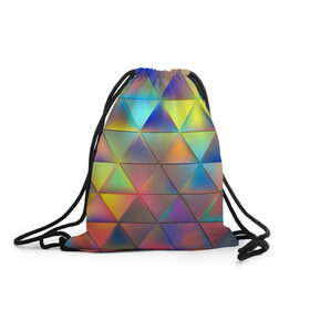 Рюкзак-мешок 3D с принтом Разноцветные треугольники в Курске, 100% полиэстер | плотность ткани — 200 г/м2, размер — 35 х 45 см; лямки — толстые шнурки, застежка на шнуровке, без карманов и подкладки | 